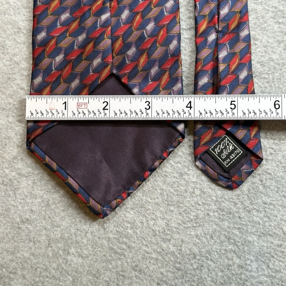 Vintage Sheaf & Caber 100% Silk Men's Tie Red Blue Made in USA w/ Italian Fabric - Picture 4 of 6